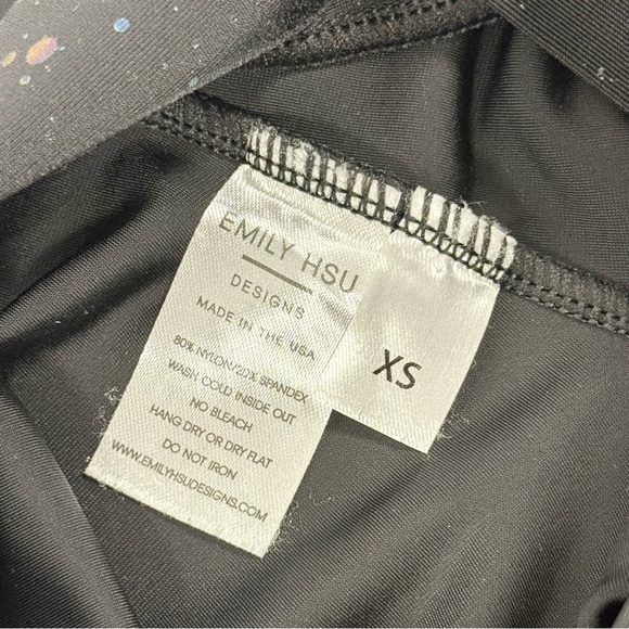 High Waist Metallic Splatter Star Emily Hsu Designs Black Leggings XS - Picture 4 of 8